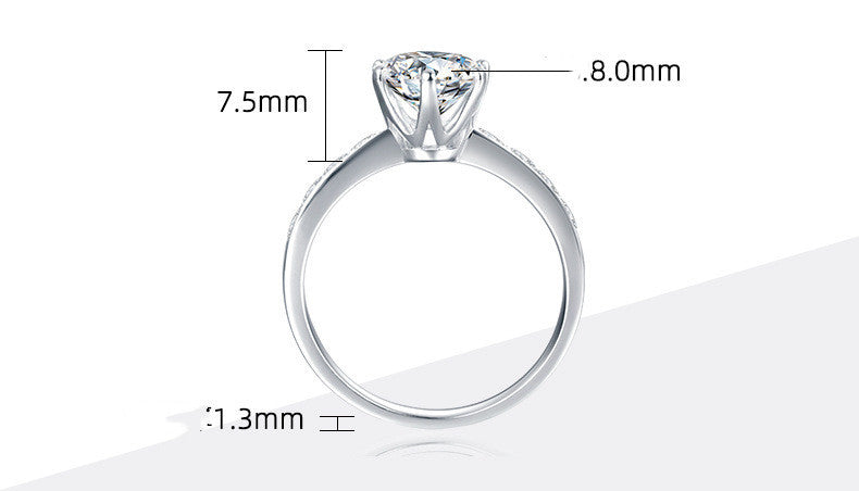 Anillo clásico de plata de alta gama con temperamento incoloro
