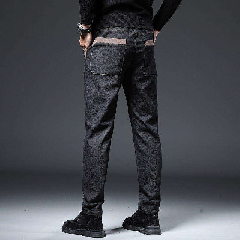 Pantalones rectos ajustados con tendencia de bordado para hombre