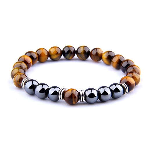 Bracelet œil de tigre jaune style explosion, bracelet élastique simple et tendance en alliage d'obsidienne
