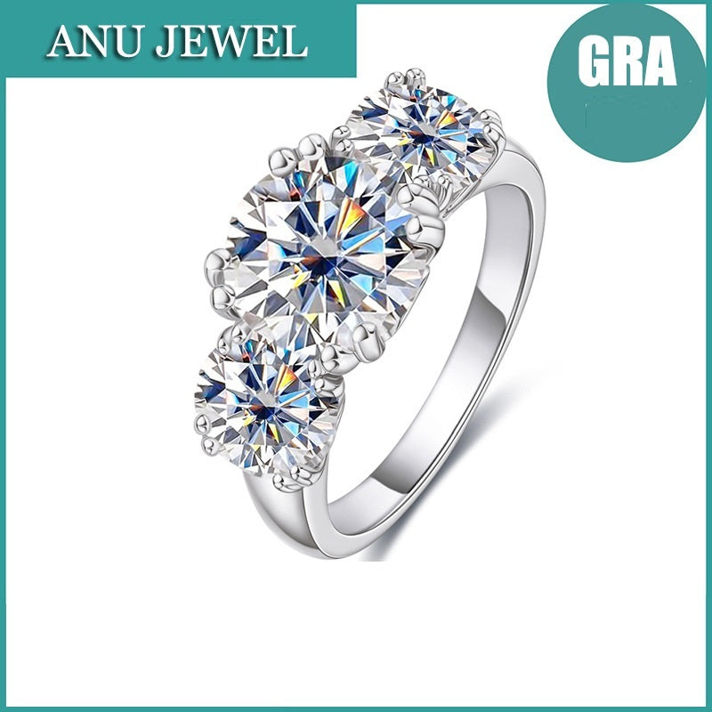 Anillo de moissanita Sanshi de 5 quilates color D para mujer