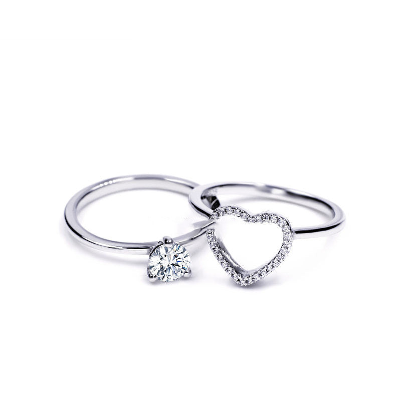 Anillo de moissanita creativo con diamantes en forma de corazón para mujer