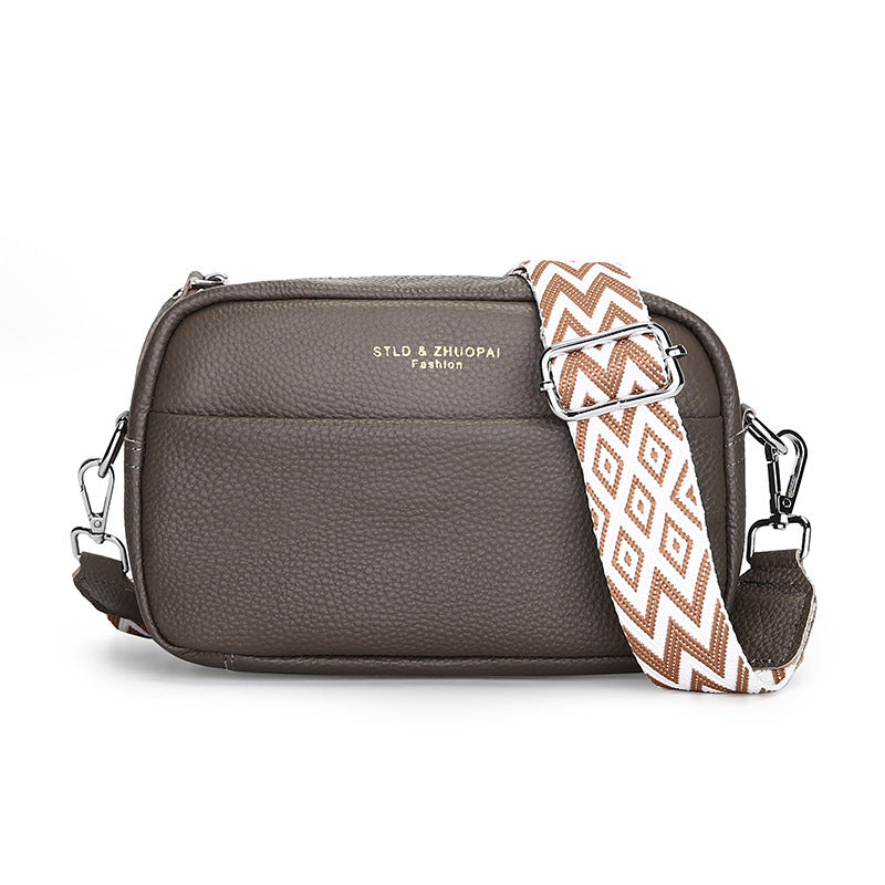 Sac messager à bandoulière simple et tendance, petit sac carré en cuir de vache avec couche supérieure