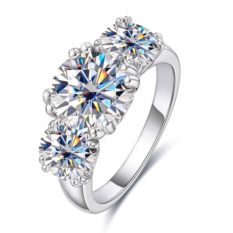 Anillo de moissanita Sanshi de 5 quilates color D para mujer