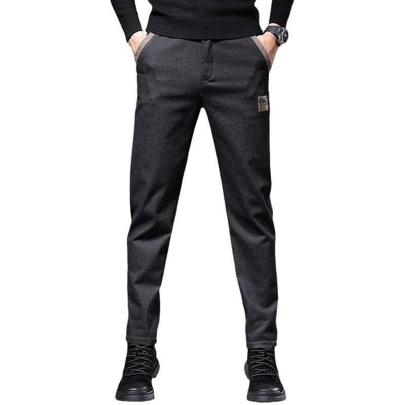 Pantalones rectos ajustados con tendencia de bordado para hombre