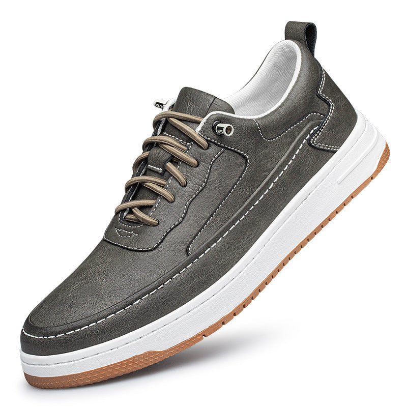Chaussures plates en cuir de vache pour homme, semelle épaisse, style rétro, tendance, cousues à la main