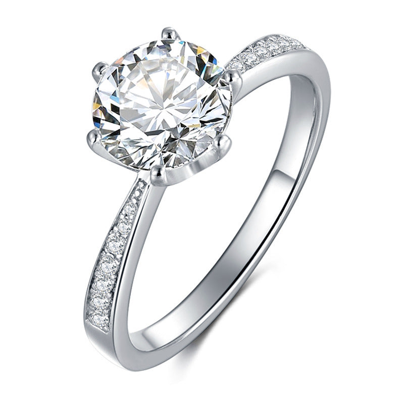 Anillo clásico de plata de alta gama con temperamento incoloro