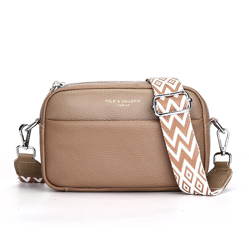 Sac messager à bandoulière simple et tendance, petit sac carré en cuir de vache avec couche supérieure