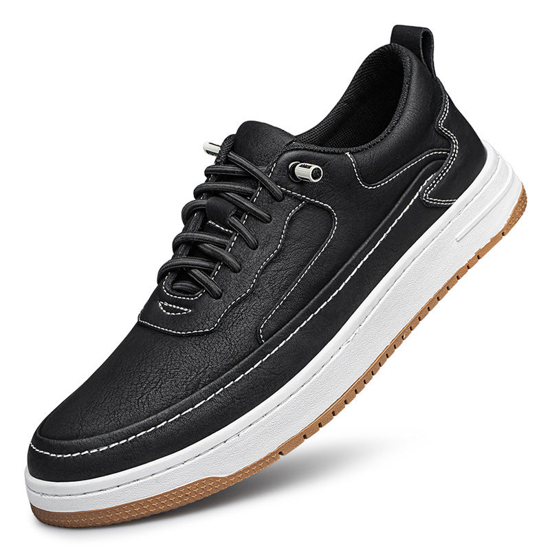 Chaussures plates en cuir de vache pour homme, semelle épaisse, style rétro, tendance, cousues à la main