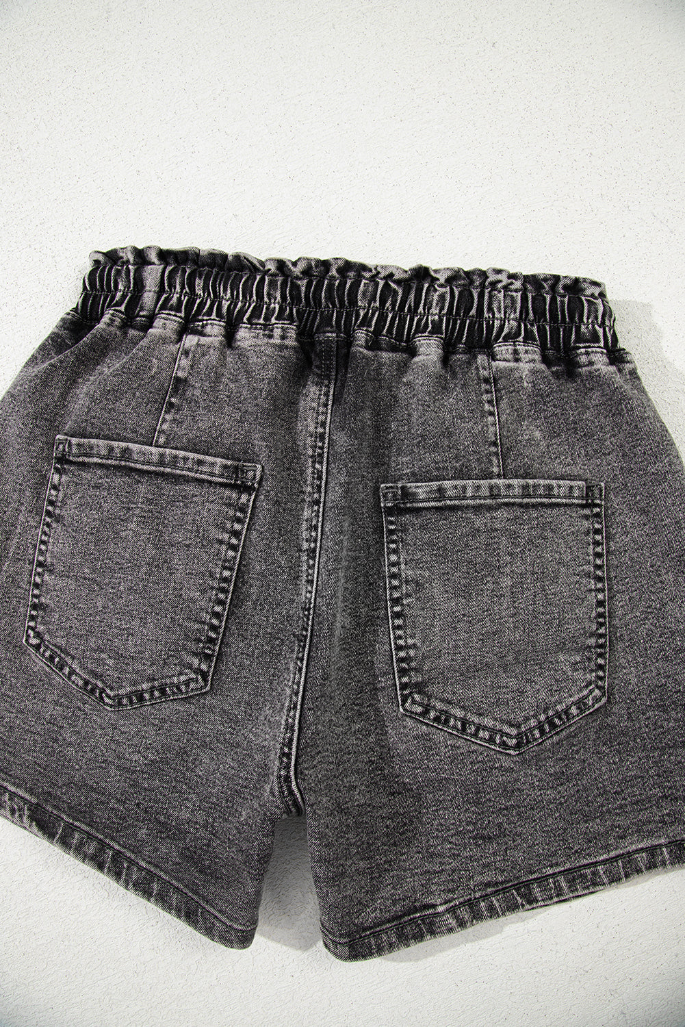 High-rise Drawstring High Waist Casual Denim Shorts with Pockets