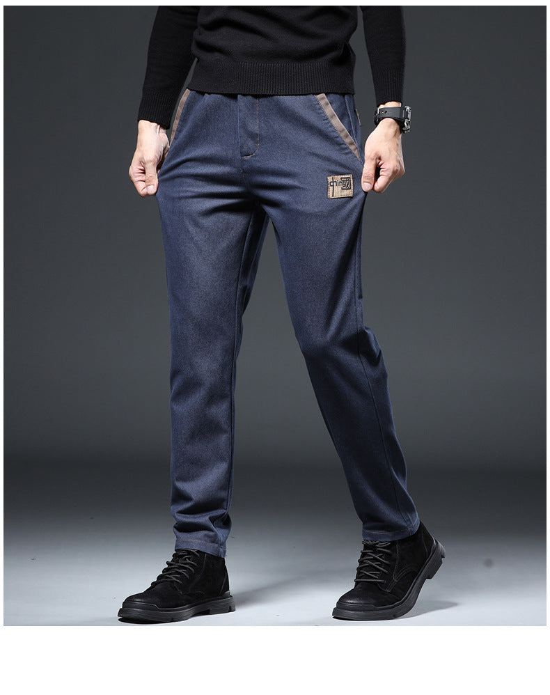Pantalones rectos ajustados con tendencia de bordado para hombre