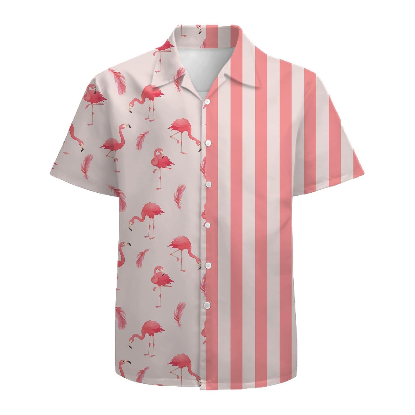 Camisa de cuello alto de manga corta con rayas de tendencia de moda de verano para hombre