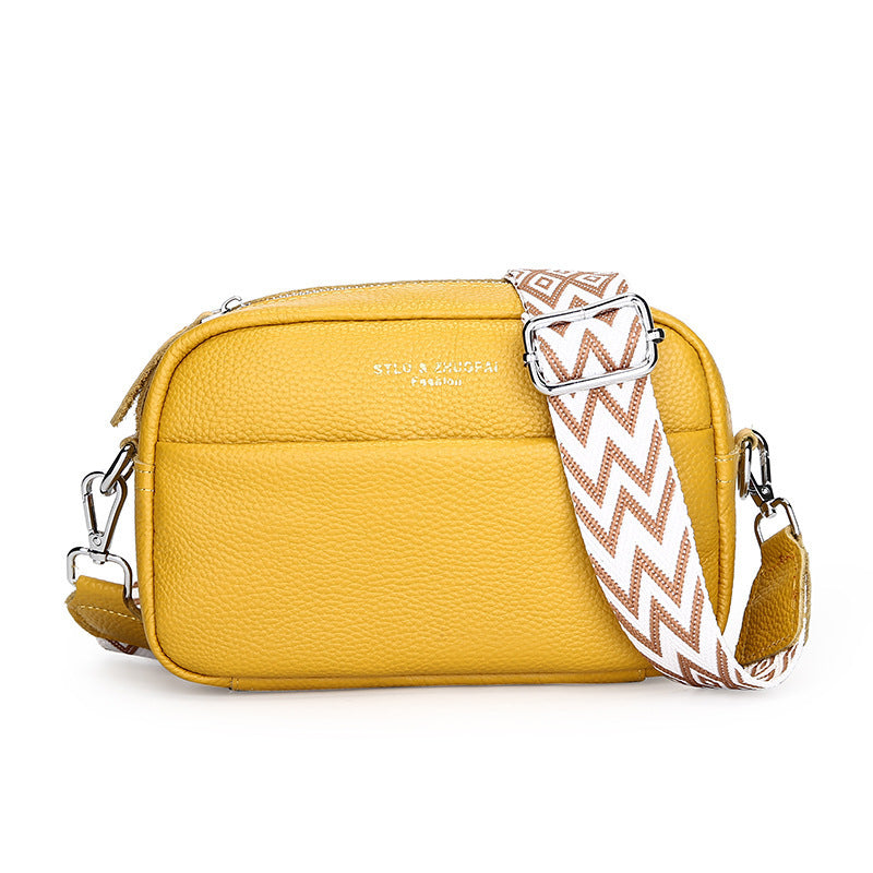 Sac messager à bandoulière simple et tendance, petit sac carré en cuir de vache avec couche supérieure