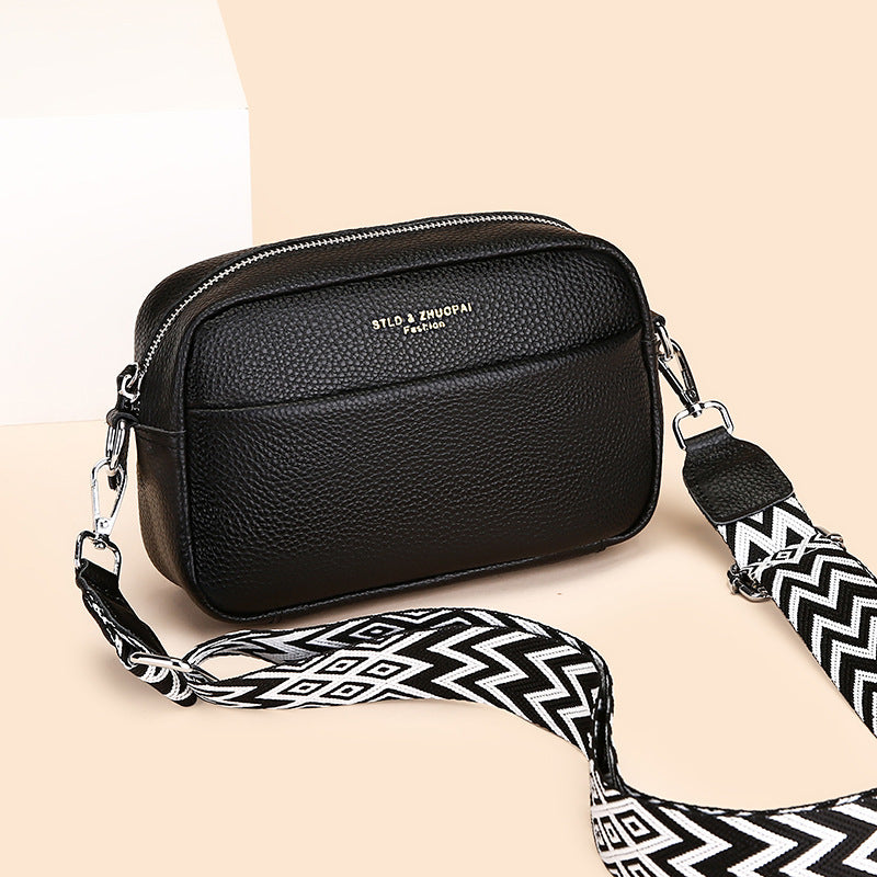 Sac messager à bandoulière simple et tendance, petit sac carré en cuir de vache avec couche supérieure