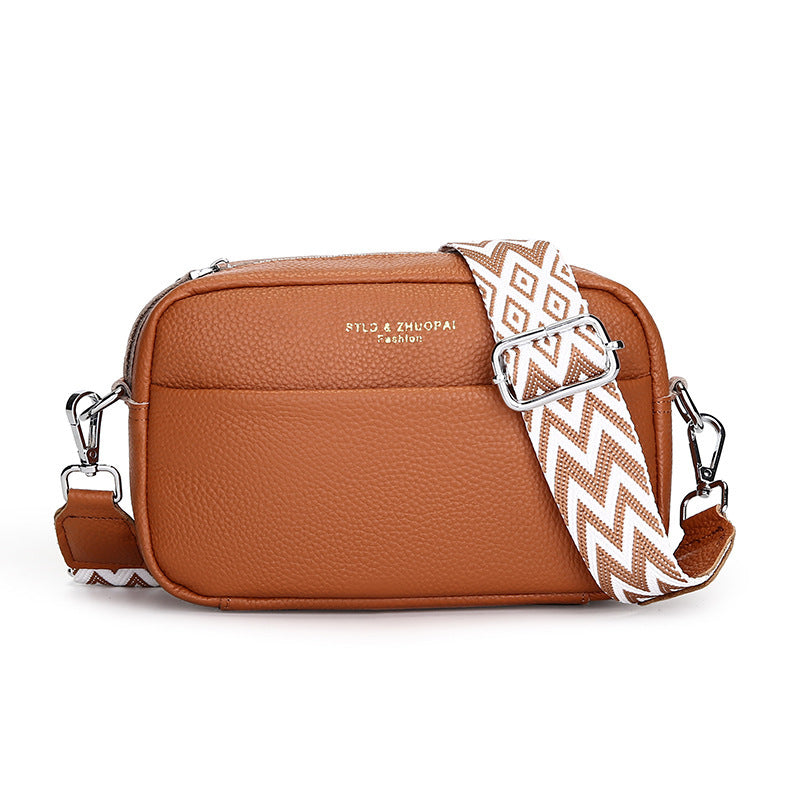 Sac messager à bandoulière simple et tendance, petit sac carré en cuir de vache avec couche supérieure
