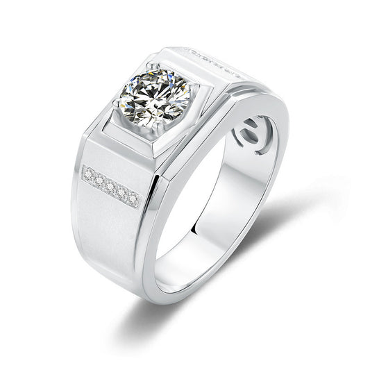 Bague pour homme en argent S925 incrustée de moissanite, style européen et américain