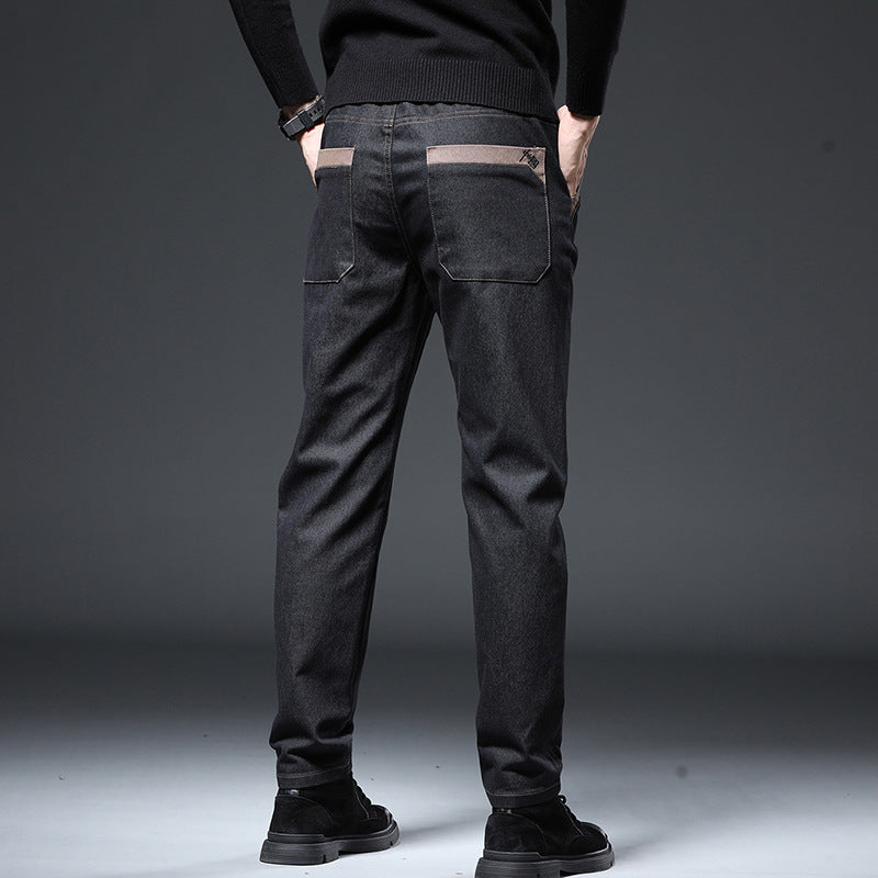 Pantalones rectos ajustados con tendencia de bordado para hombre