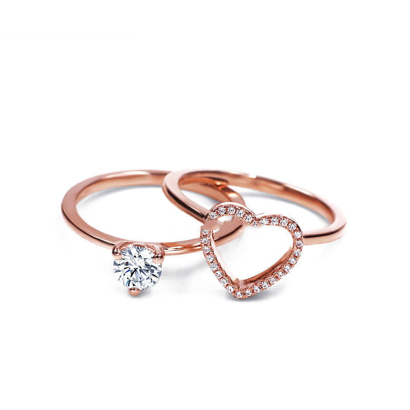 Anillo de moissanita creativo con diamantes en forma de corazón para mujer