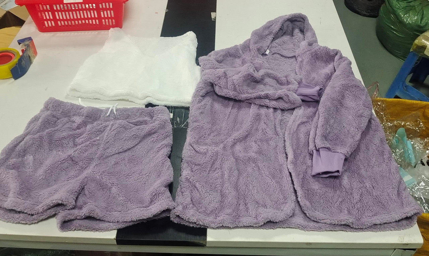 Conjunto de pijama de 3 piezas para mujer: camiseta sin mangas corta de manga larga y pantalones cortos con cordón