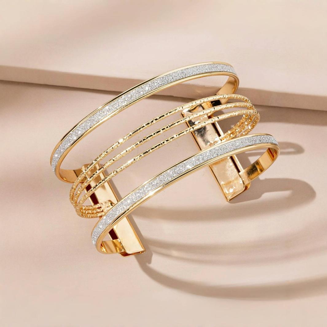 Bracelet géométrique creux givré à personnalité polyvalente