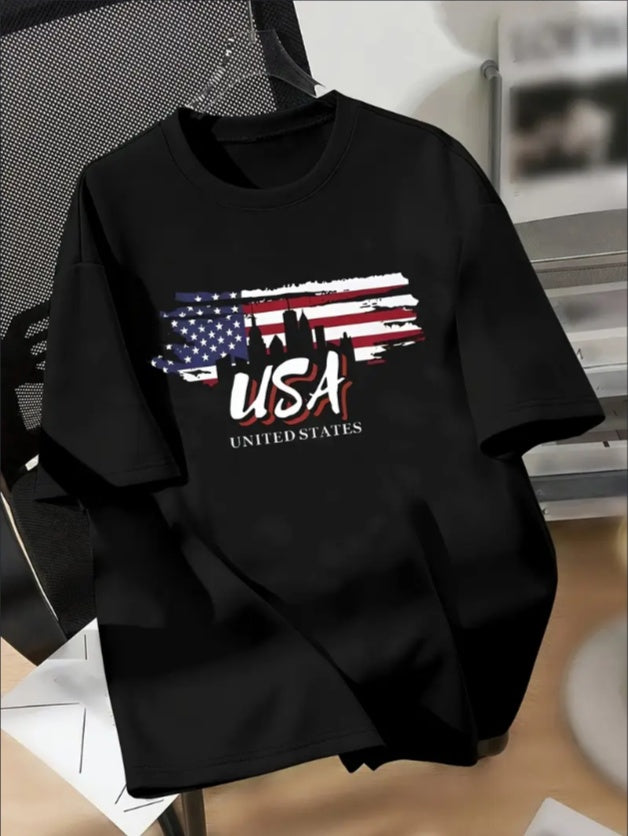 Casual T-Shirt For Men Featuring The USA Flag