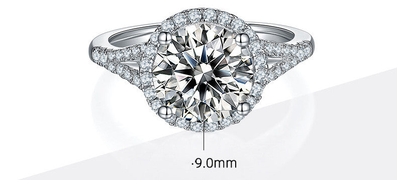 Anillo de bodas de plata con incrustaciones, anillo redondo de lujo