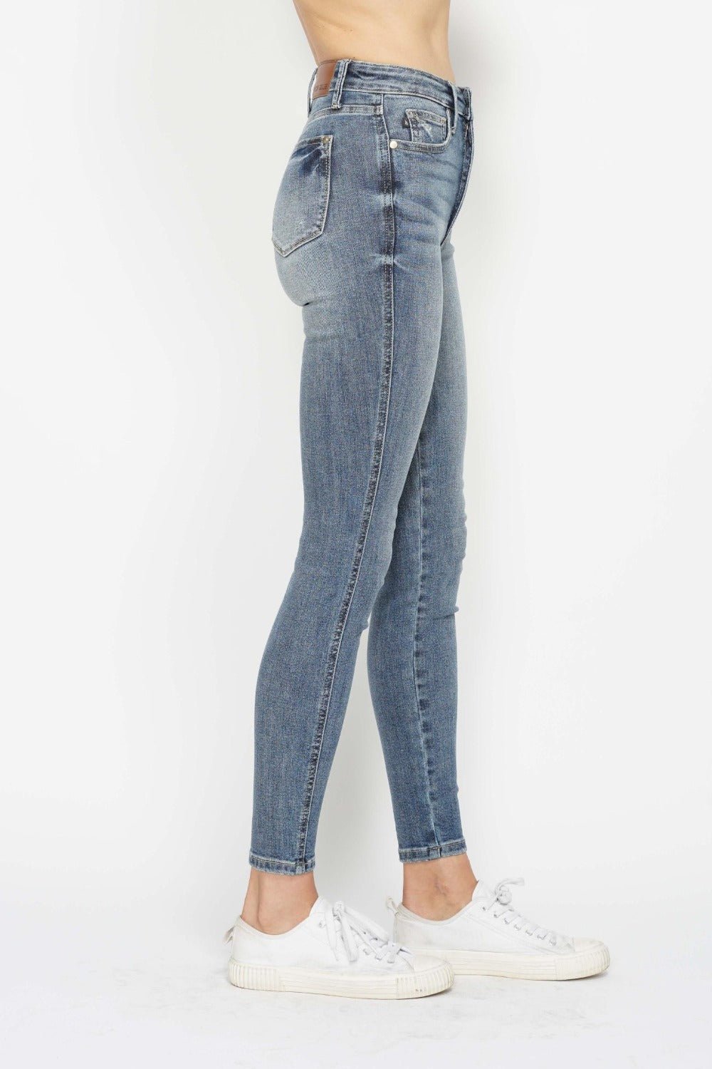 Judy Blue Full Size Tummy Control Contrast Wash Skinny Jeans-3